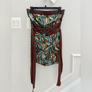 Anna Paul Abstract Floral Strapless Top ✨